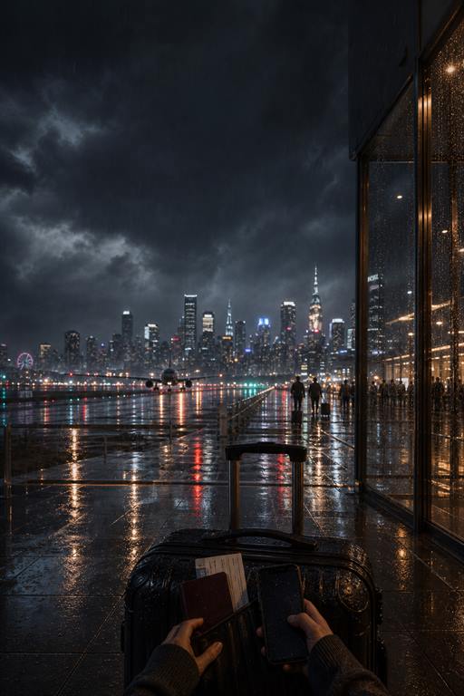 林小洁抵达 Noctelle 雨夜机场